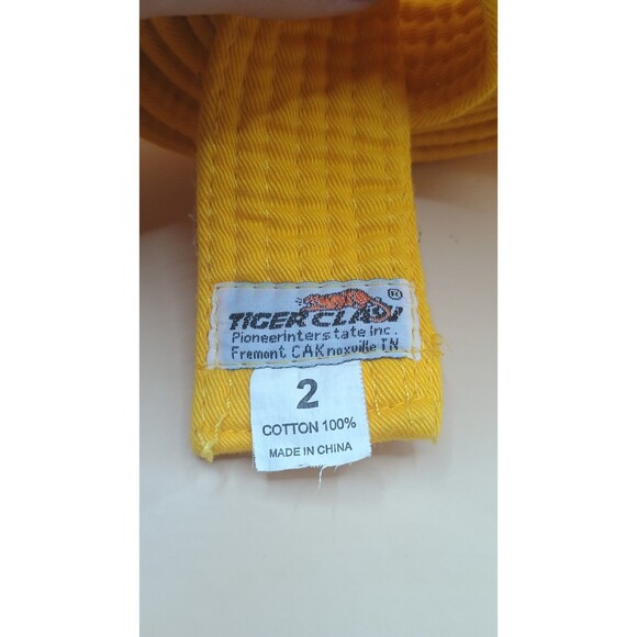 Tiger Claw Cotton Martial Arts Uniform Ranking Belt Yellow Size 2 - Picture 3 of 3